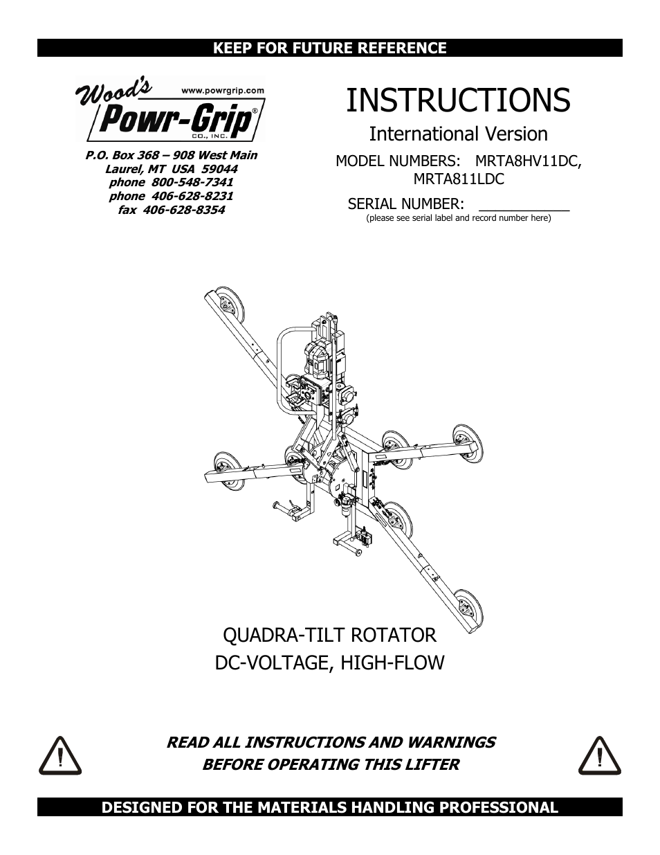 Wood’s Powr-Grip MRTA8HV11DC User Manual | 37 pages