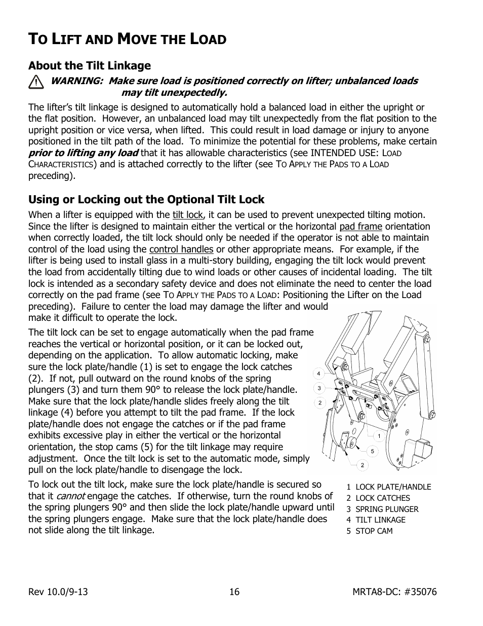 Ift and, Ove the, About the tilt linkage | Using or locking out the optional tilt lock | Wood’s Powr-Grip MRTA8HV11DC User Manual | Page 18 / 37