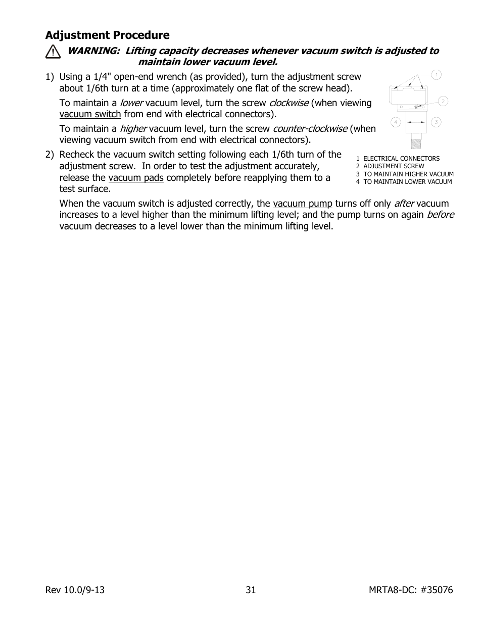 Adjustment procedure | Wood’s Powr-Grip MRTA8HV11DC User Manual | Page 33 / 37