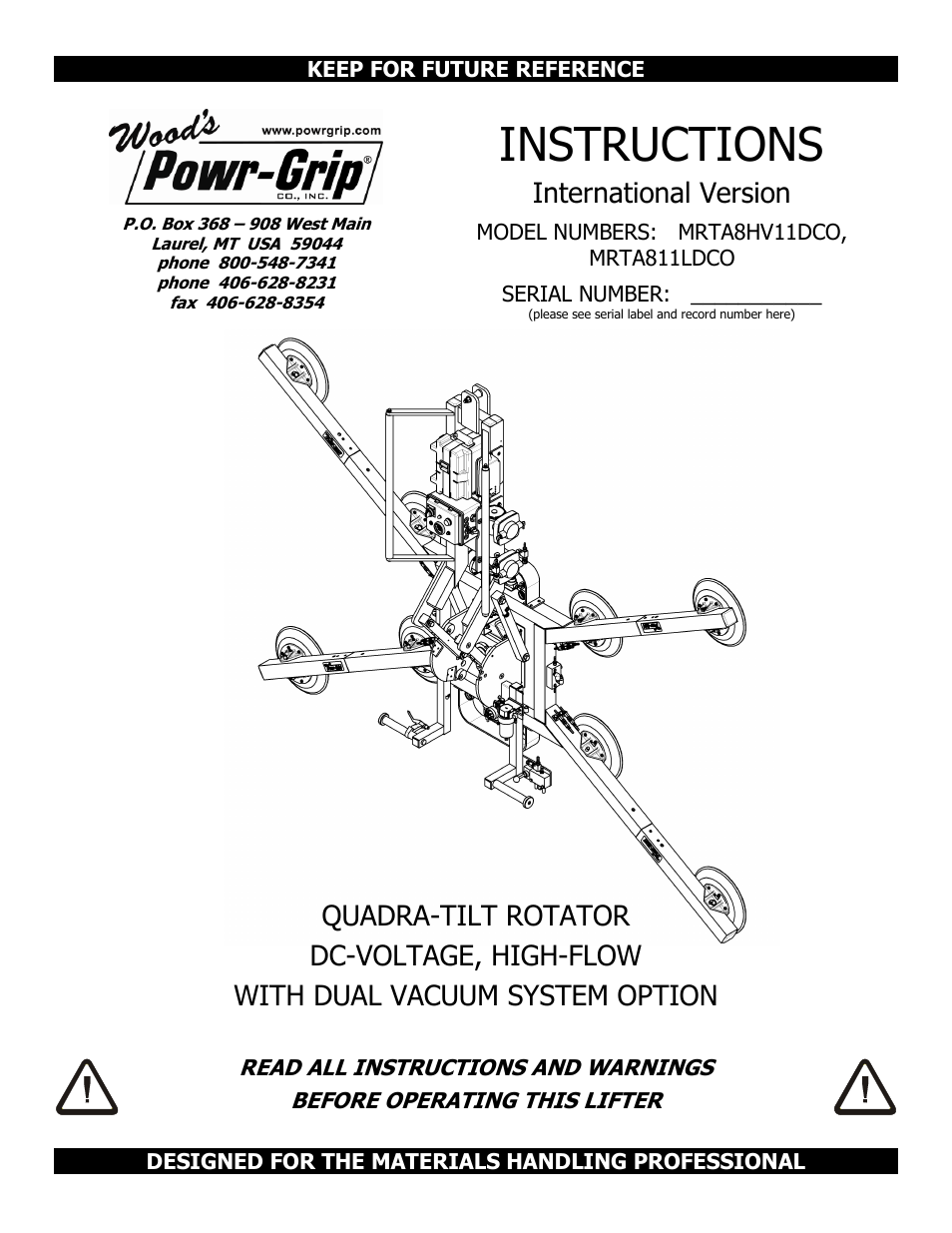 Wood’s Powr-Grip MRTA811LDCO User Manual | 38 pages