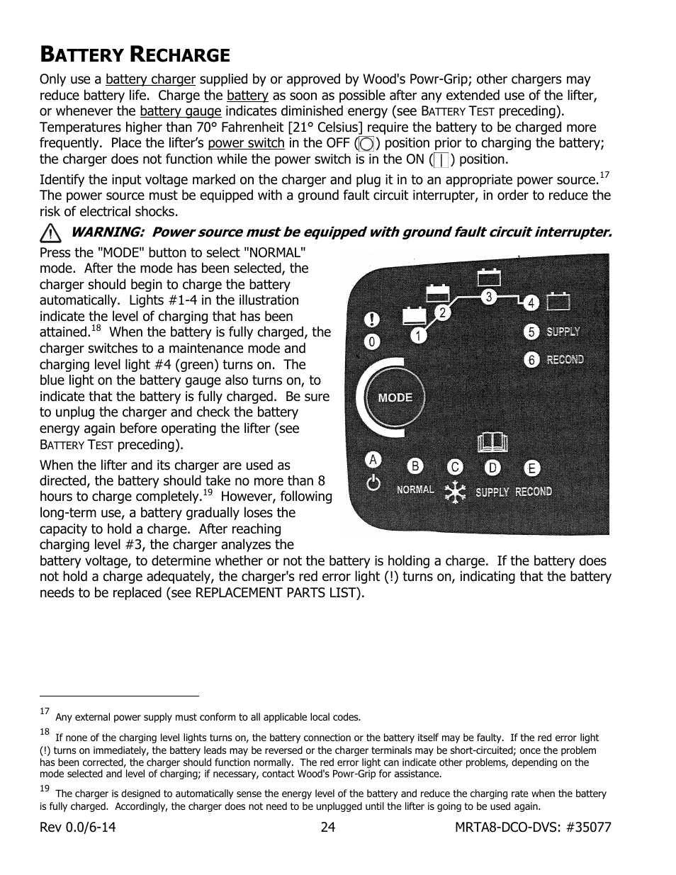 Attery, Echarge | Wood’s Powr-Grip MRTA811LDCO User Manual | Page 26 / 38