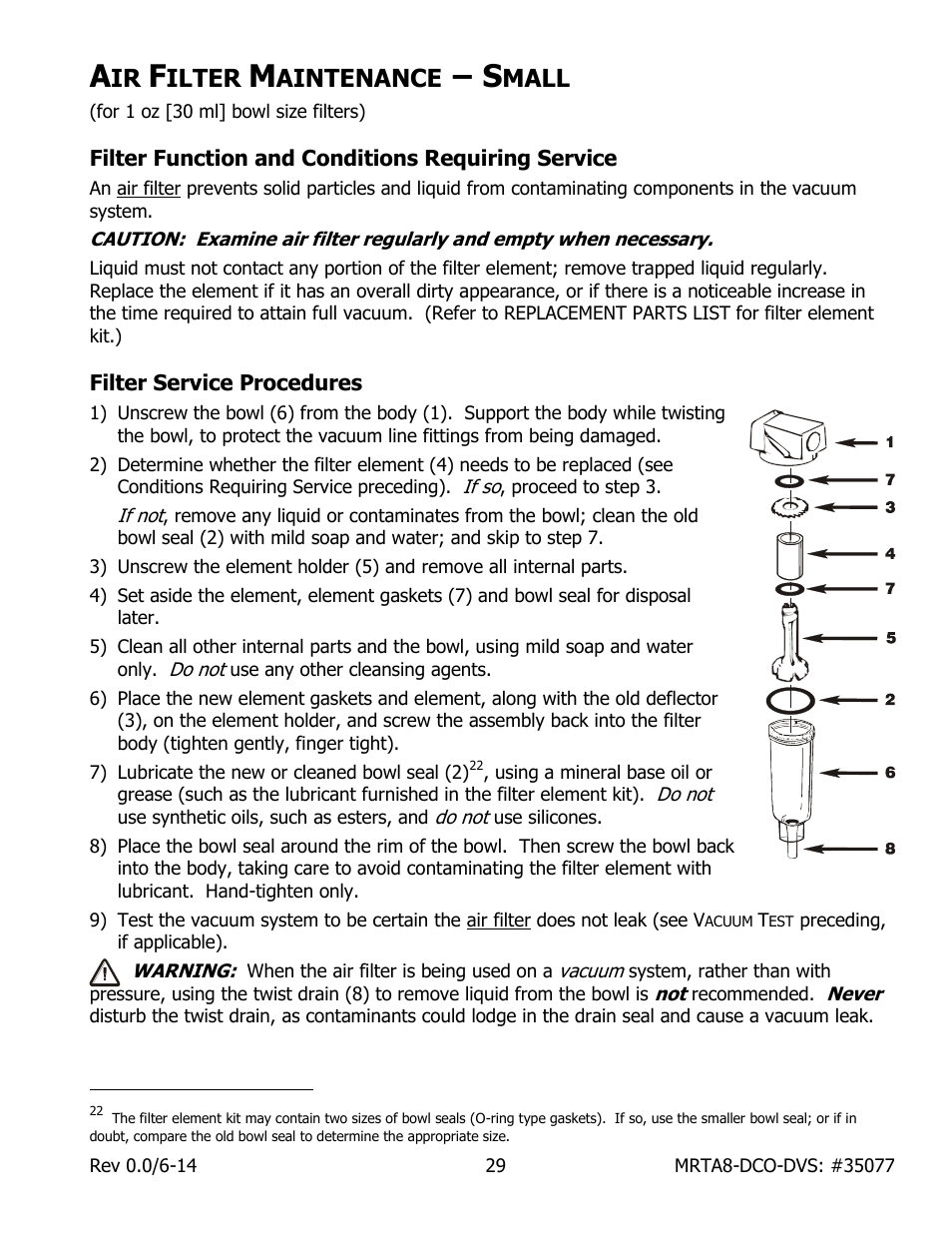 Ilter, Aintenance, Mall | Filter function and conditions requiring service, Filter service procedures | Wood’s Powr-Grip MRTA811LDCO User Manual | Page 31 / 38