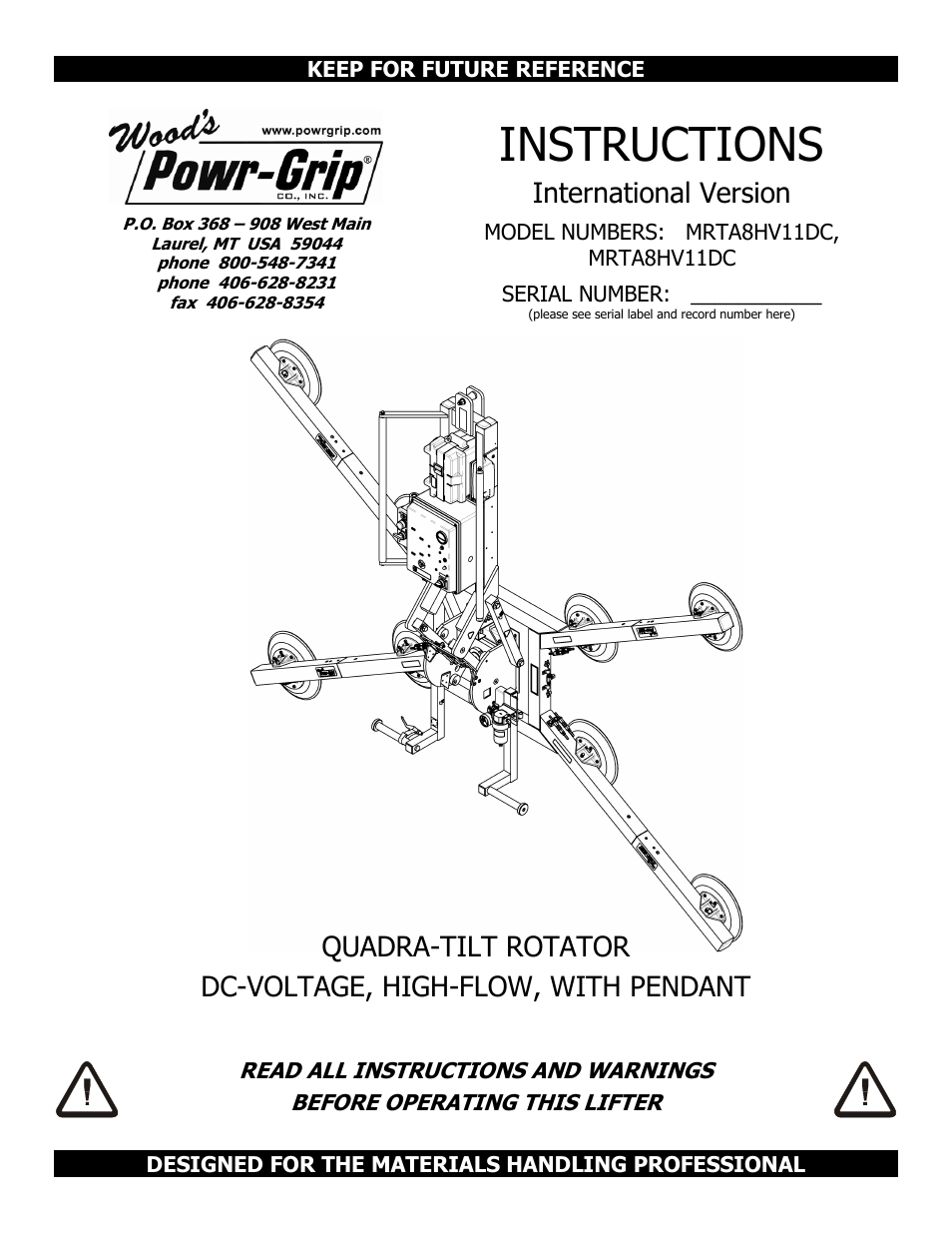 Wood’s Powr-Grip MRTARC811LDC User Manual | 38 pages
