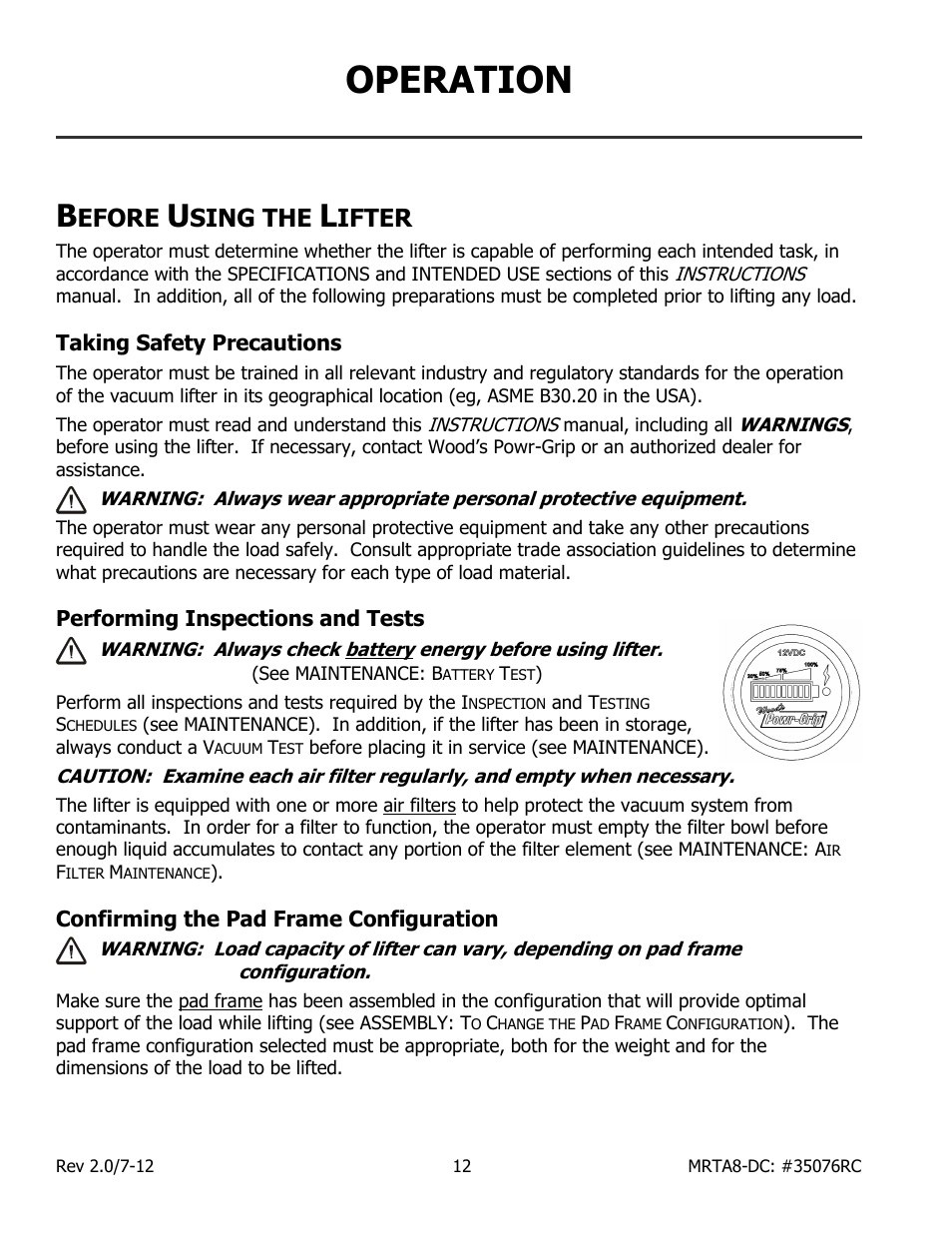 Operation, Efore, Sing the | Ifter | Wood’s Powr-Grip MRTARC811LDC User Manual | Page 14 / 38