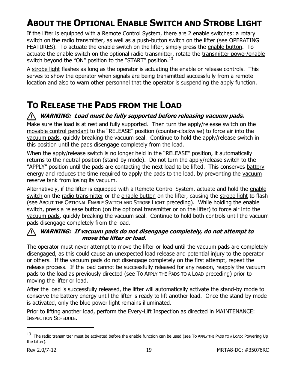 Bout the, Ptional, Nable | Witch and, Trobe, Ight, Elease the, Ads from the | Wood’s Powr-Grip MRTARC811LDC User Manual | Page 21 / 38
