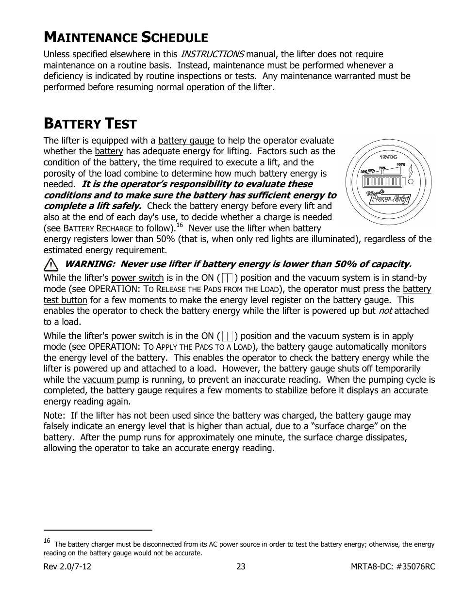 Aintenance, Chedule, Attery | Wood’s Powr-Grip MRTARC811LDC User Manual | Page 25 / 38