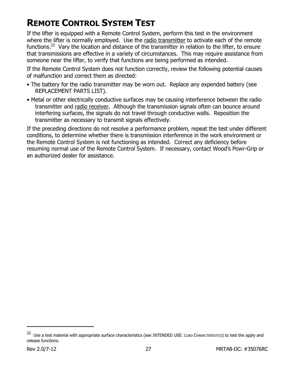 Emote, Ontrol, Ystem | Wood’s Powr-Grip MRTARC811LDC User Manual | Page 29 / 38