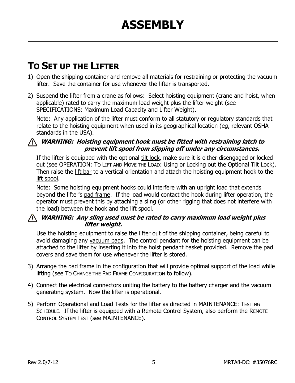 Assembly, Et up the, Ifter | Wood’s Powr-Grip MRTARC811LDC User Manual | Page 7 / 38