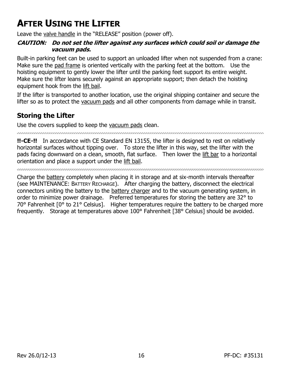 Fter, Sing the, Ifter | Storing the lifter | Wood’s Powr-Grip PFHL89DC User Manual | Page 18 / 33
