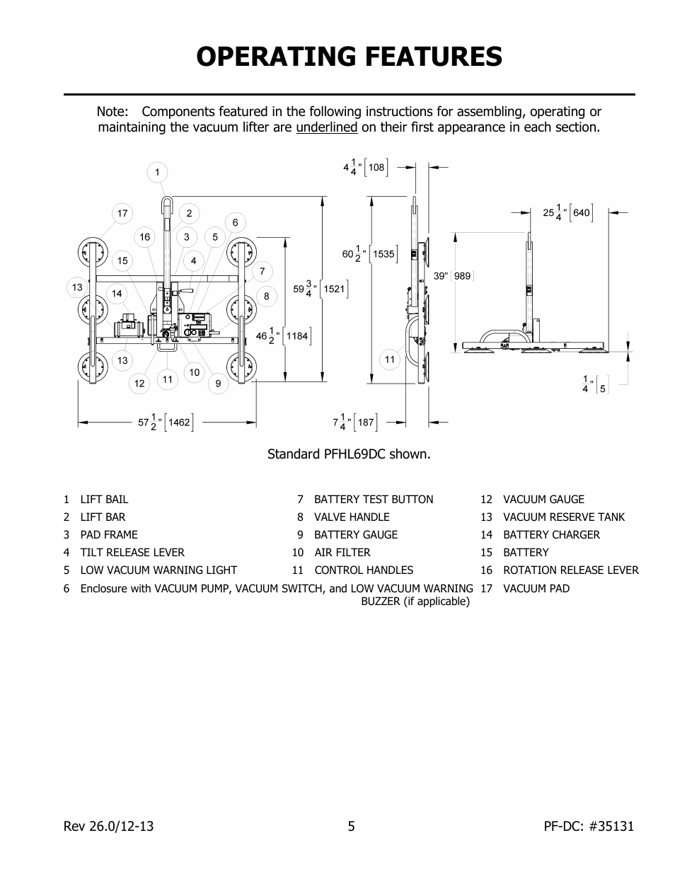 Operating features | Wood’s Powr-Grip PFHL89DC User Manual | Page 7 / 33