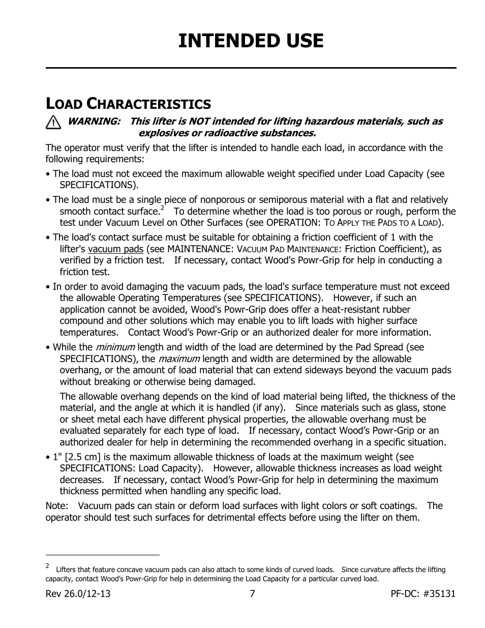 Intended use, Haracteristics | Wood’s Powr-Grip PFHL89DC User Manual | Page 9 / 33