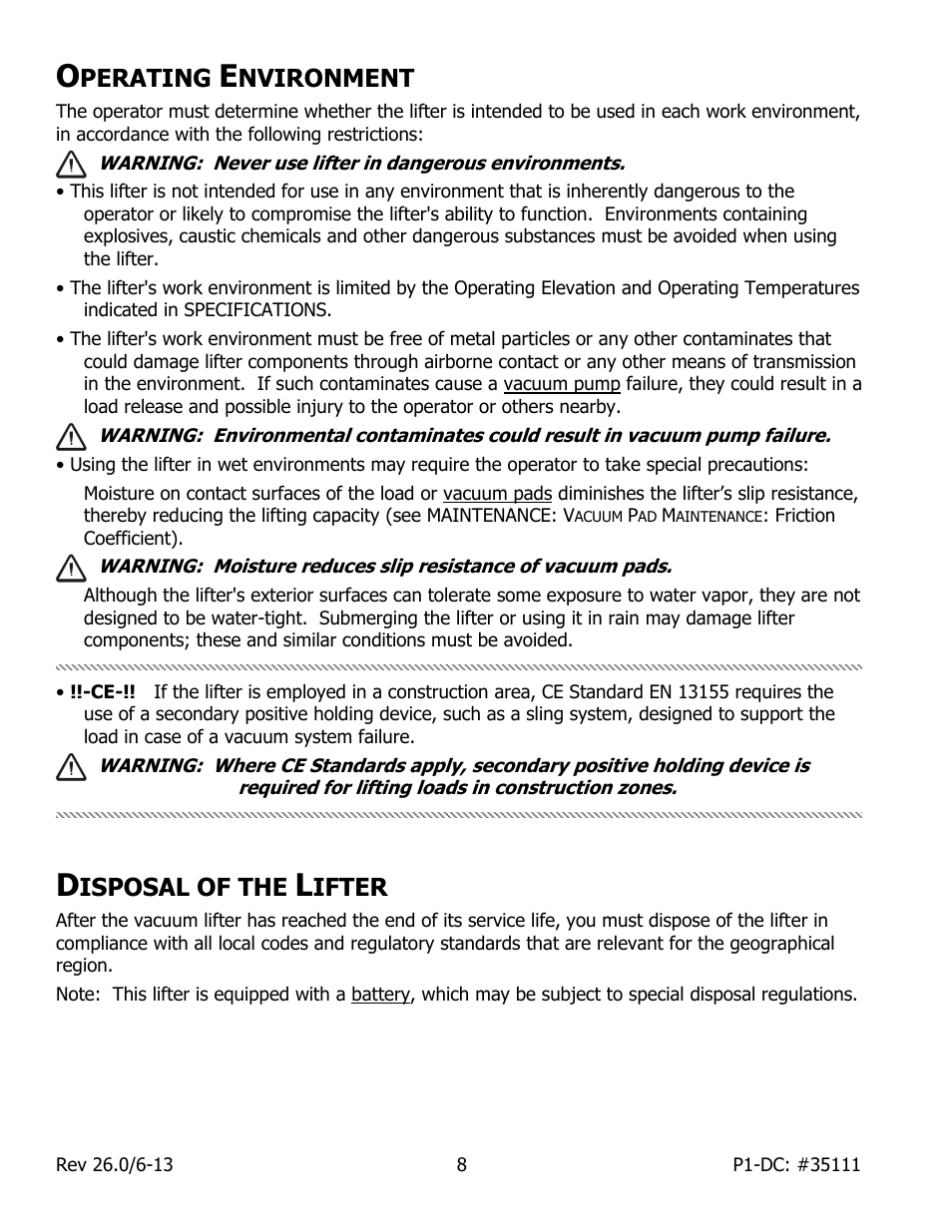 Perating, Nvironment, Isposal of the | Ifter | Wood’s Powr-Grip P11104DC User Manual | Page 10 / 34