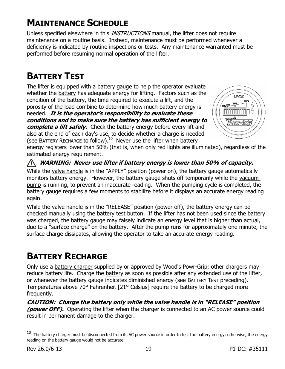 Aintenance, Chedule, Attery | Echarge | Wood’s Powr-Grip P11104DC User Manual | Page 21 / 34