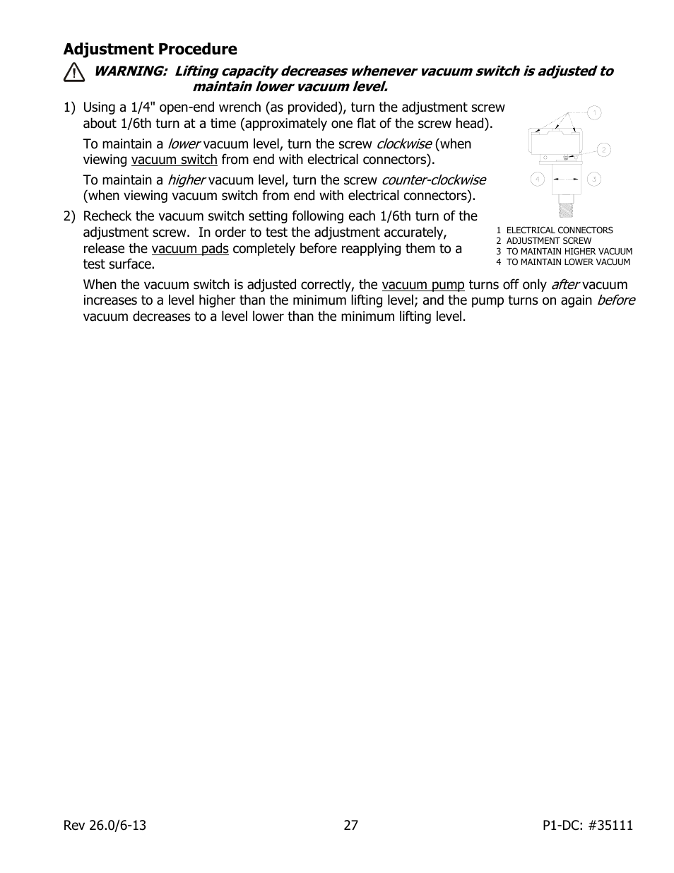 Adjustment procedure | Wood’s Powr-Grip P11104DC User Manual | Page 29 / 34