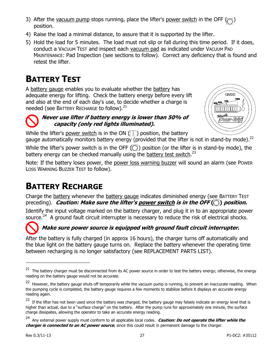 Attery, Echarge | Wood’s Powr-Grip P11104DC2 User Manual | Page 29 / 37