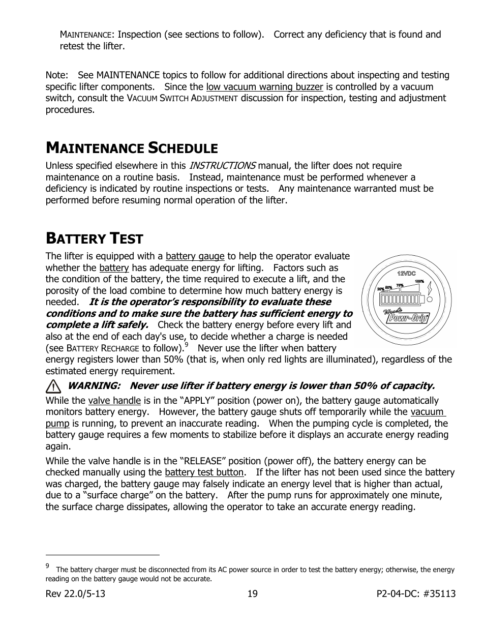 Aintenance, Chedule, Attery | Wood’s Powr-Grip P2110445DC User Manual | Page 21 / 34