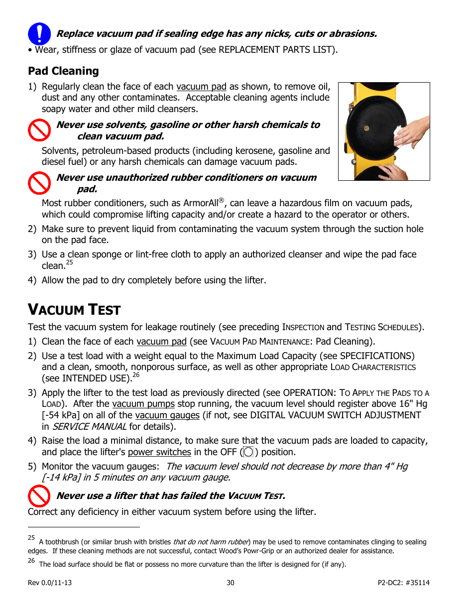Pad cleaning, Acuum | Wood’s Powr-Grip PCFT2SA47 User Manual | Page 32 / 38