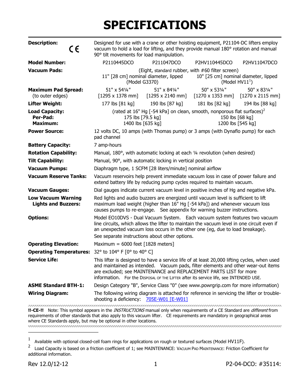 Specifications | Wood’s Powr-Grip P211047DC User Manual | Page 3 / 30