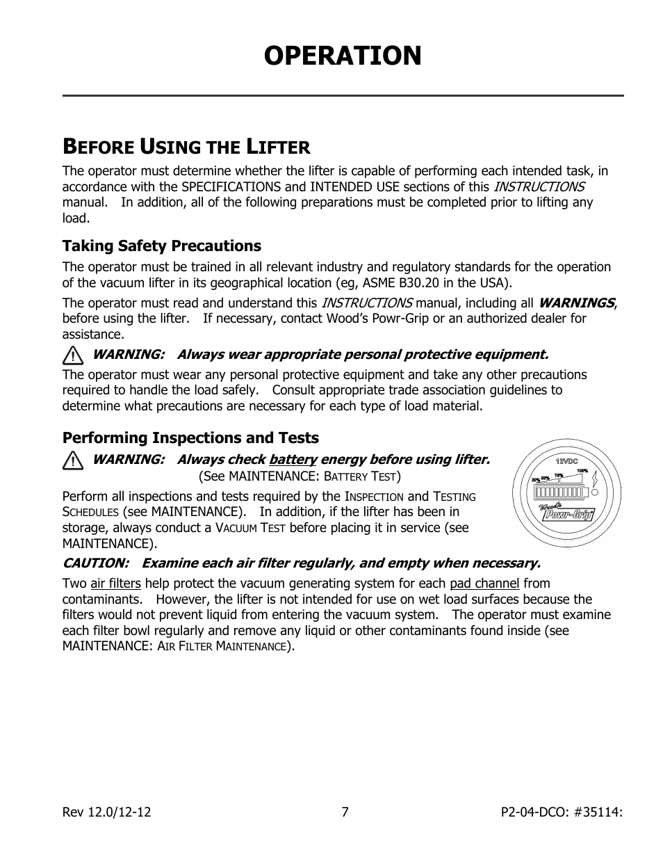 Operation, Efore, Sing the | Ifter | Wood’s Powr-Grip P211047DC User Manual | Page 9 / 30