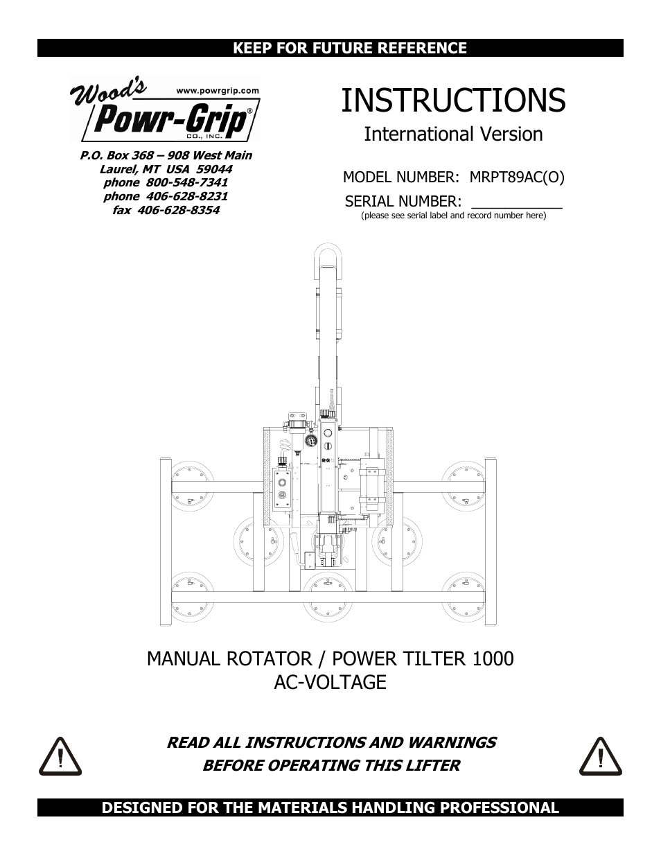 Wood’s Powr-Grip MRPT89AC User Manual | 38 pages