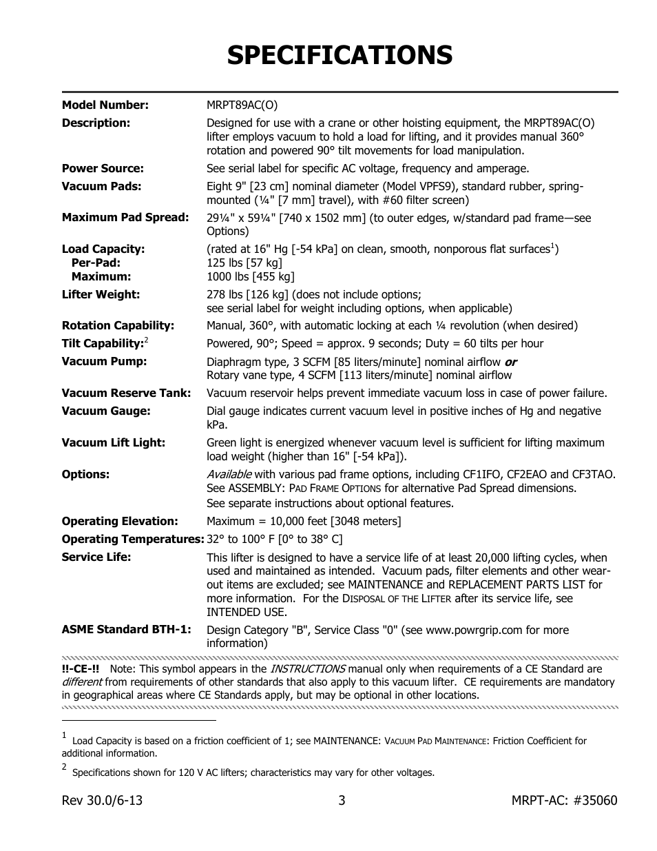 Specifications | Wood’s Powr-Grip MRPT89AC User Manual | Page 5 / 38