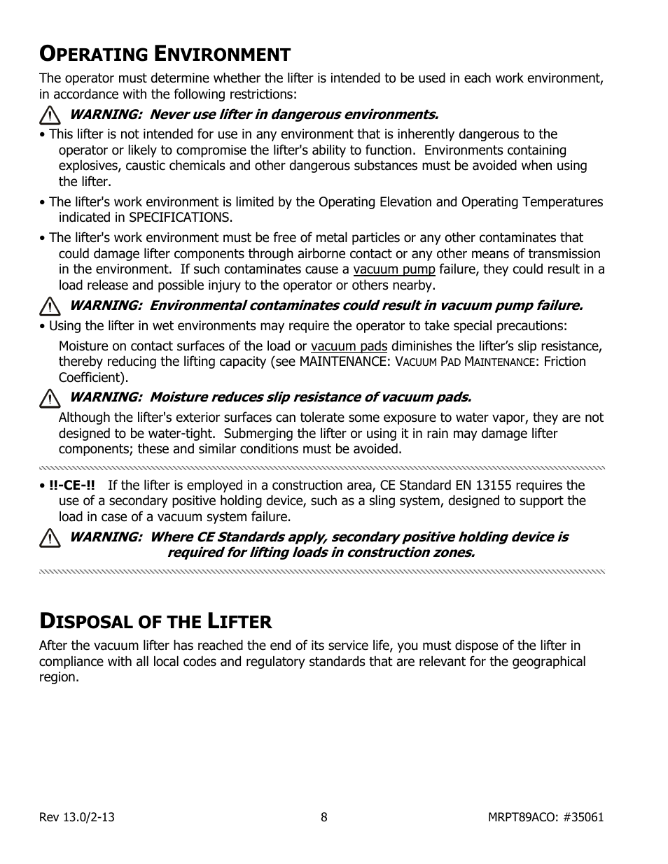 Perating, Nvironment, Isposal of the | Ifter | Wood’s Powr-Grip MRPT89ACO User Manual | Page 10 / 28