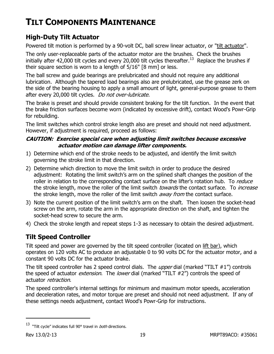 Omponents, Aintenance | Wood’s Powr-Grip MRPT89ACO User Manual | Page 21 / 28