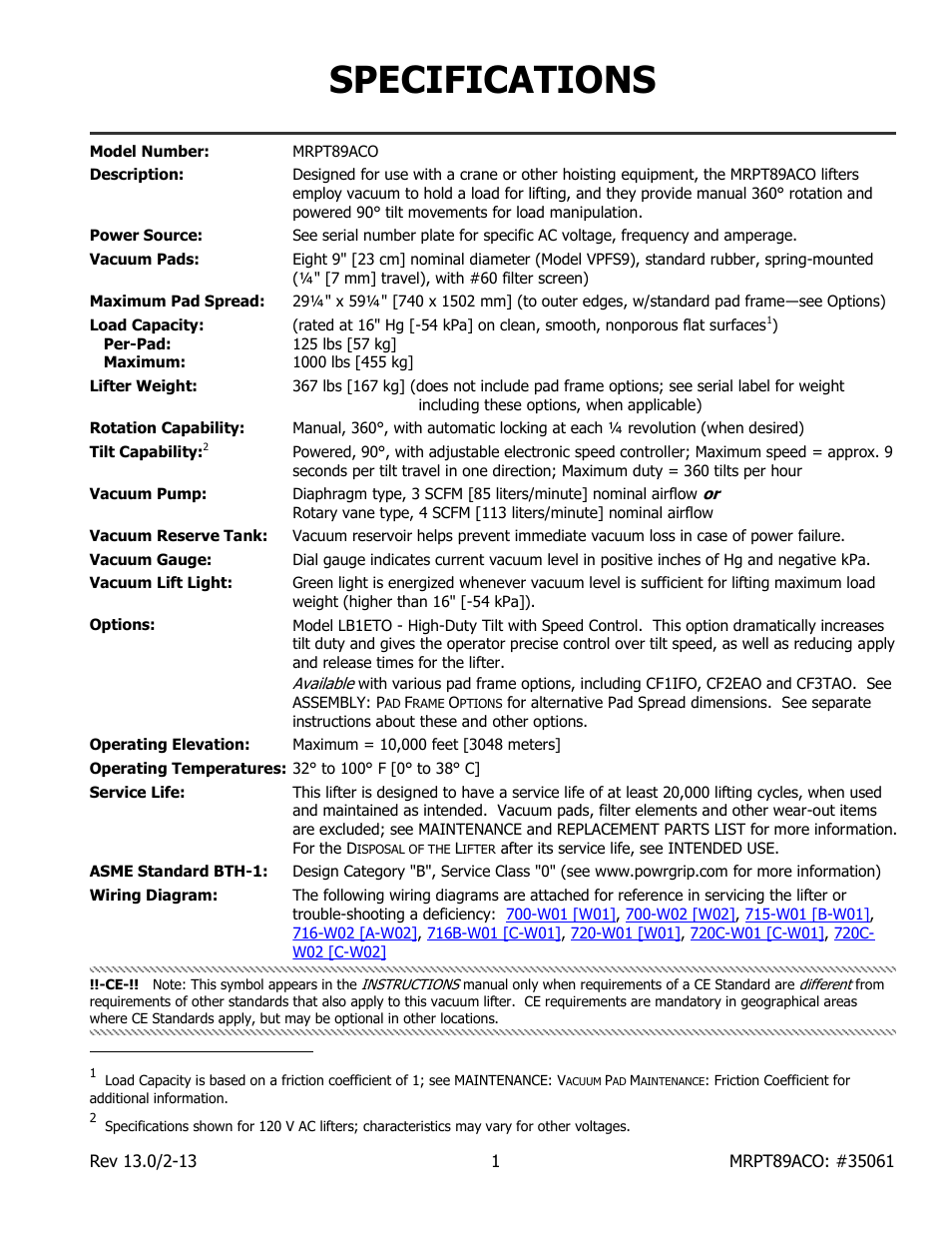 Specifications | Wood’s Powr-Grip MRPT89ACO User Manual | Page 3 / 28