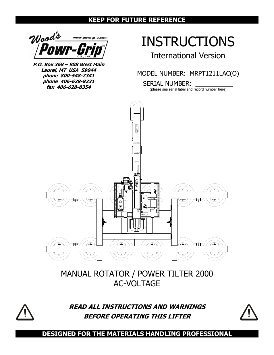 Wood’s Powr-Grip MRPT1211LAC User Manual | 26 pages