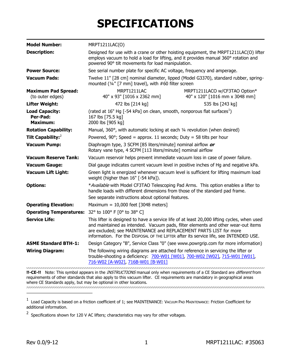 Specifications | Wood’s Powr-Grip MRPT1211LAC User Manual | Page 3 / 26