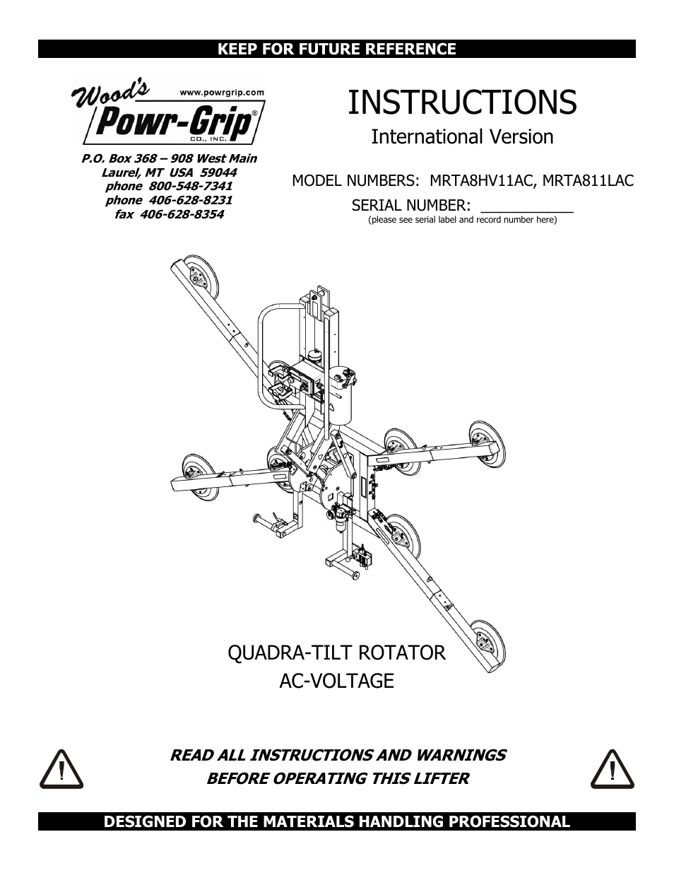 Wood’s Powr-Grip MRTA8-AIR User Manual | 29 pages