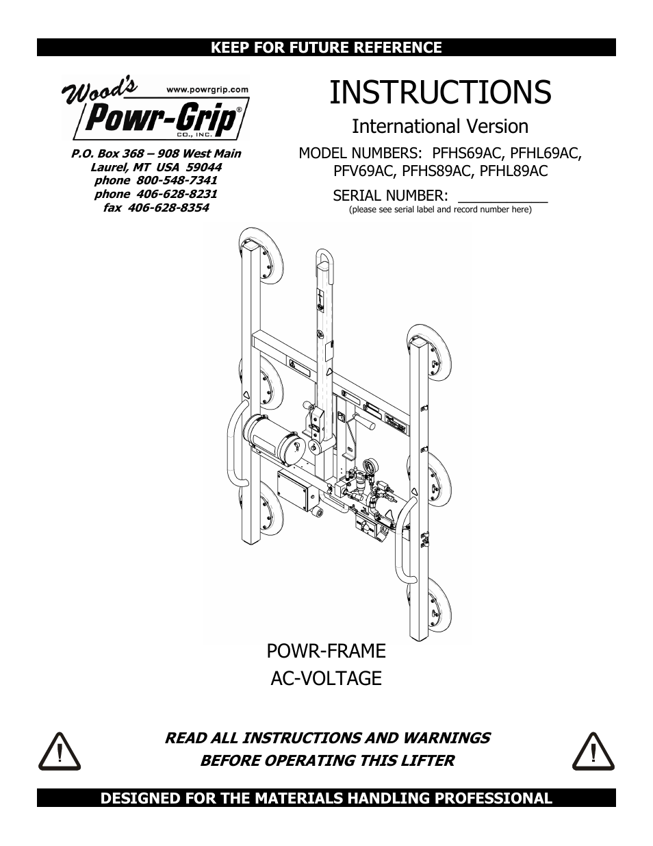 Wood’s Powr-Grip PFHL89AC User Manual | 29 pages