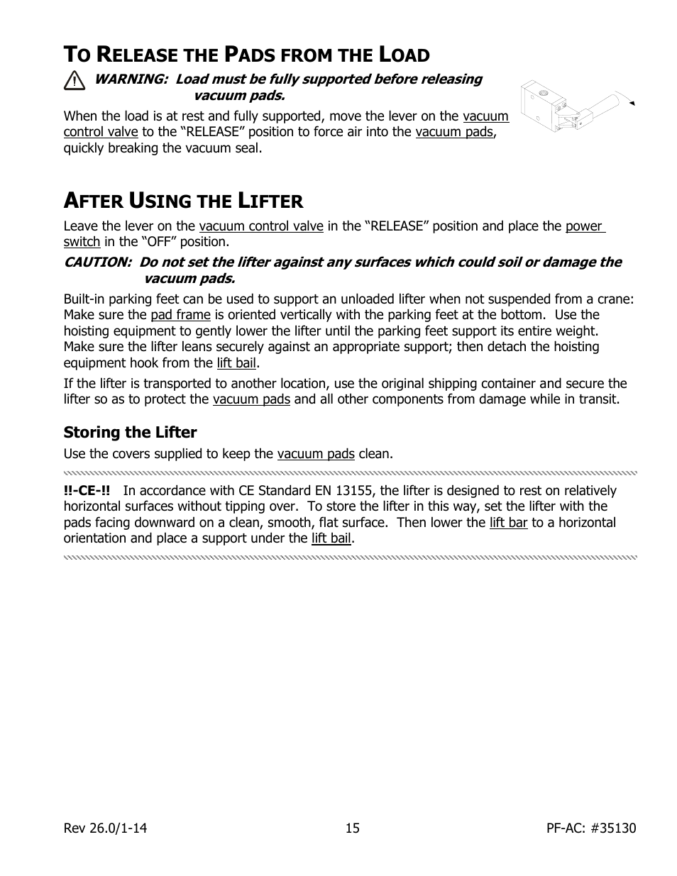 Elease the, Ads from the, Fter | Sing the, Ifter, Storing the lifter | Wood’s Powr-Grip PFHL89AC User Manual | Page 17 / 29