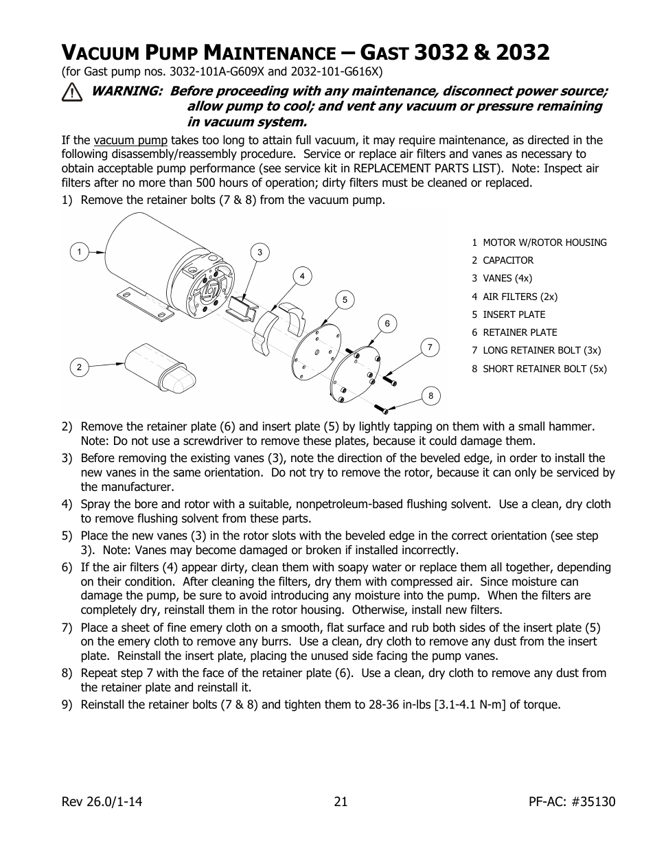 Acuum, Aintenance | Wood’s Powr-Grip PFHL89AC User Manual | Page 23 / 29