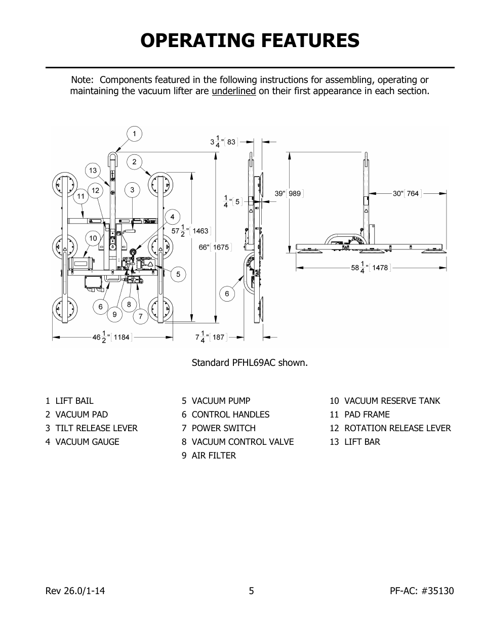 Operating features | Wood’s Powr-Grip PFHL89AC User Manual | Page 7 / 29