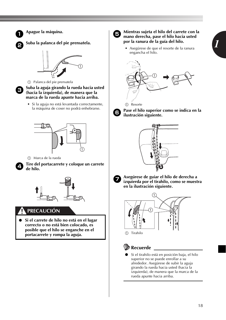 Precaución, Recuerde | Brother 885-X06 User Manual | Page 69 / 104