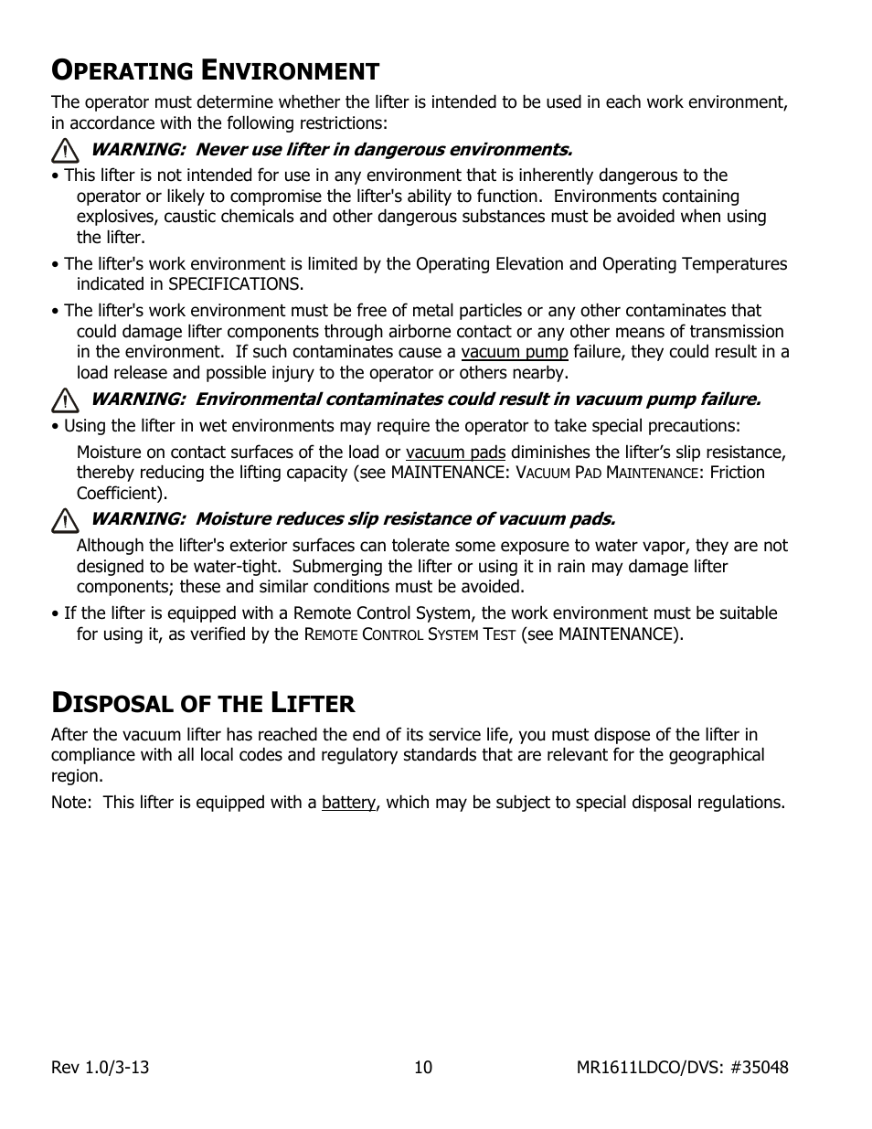 Perating, Nvironment, Isposal of the | Ifter | Wood’s Powr-Grip MR1611LDCO User Manual | Page 12 / 38