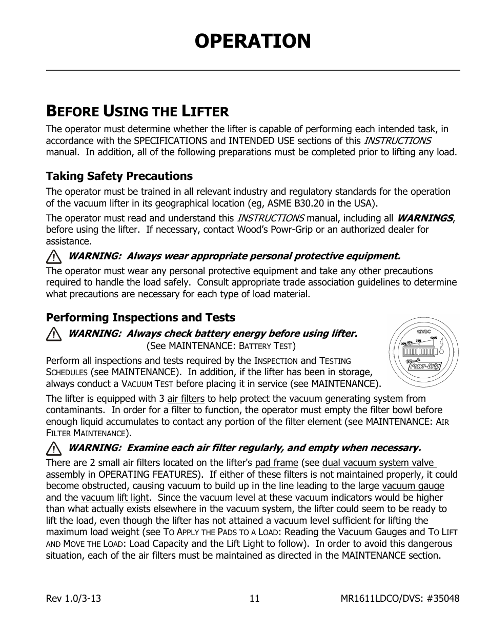 Operation, Efore, Sing the | Ifter | Wood’s Powr-Grip MR1611LDCO User Manual | Page 13 / 38