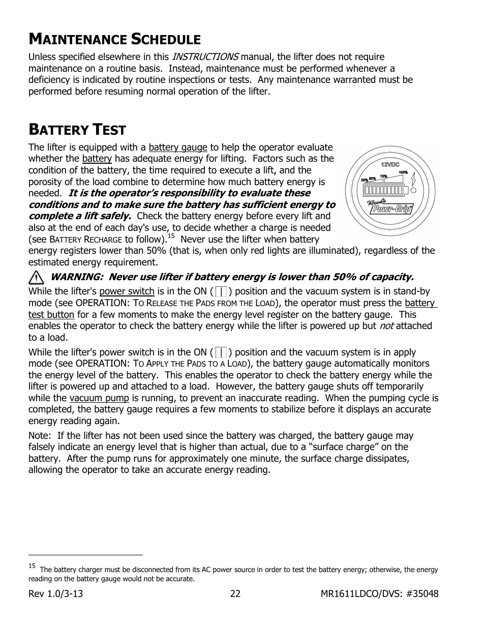 Aintenance, Chedule, Attery | Wood’s Powr-Grip MR1611LDCO User Manual | Page 24 / 38