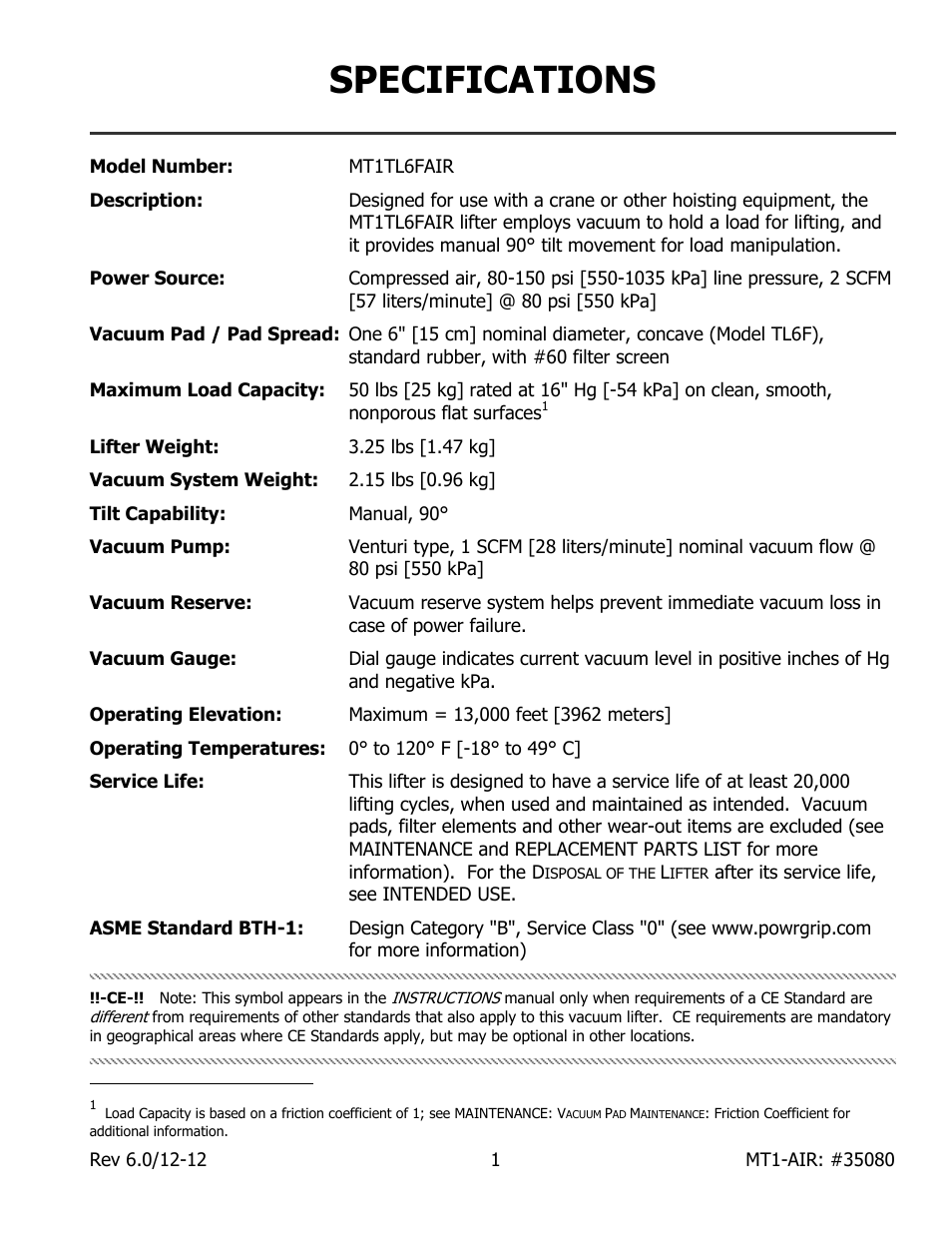 Specifications | Wood’s Powr-Grip MT1TL6FAIR User Manual | Page 3 / 20
