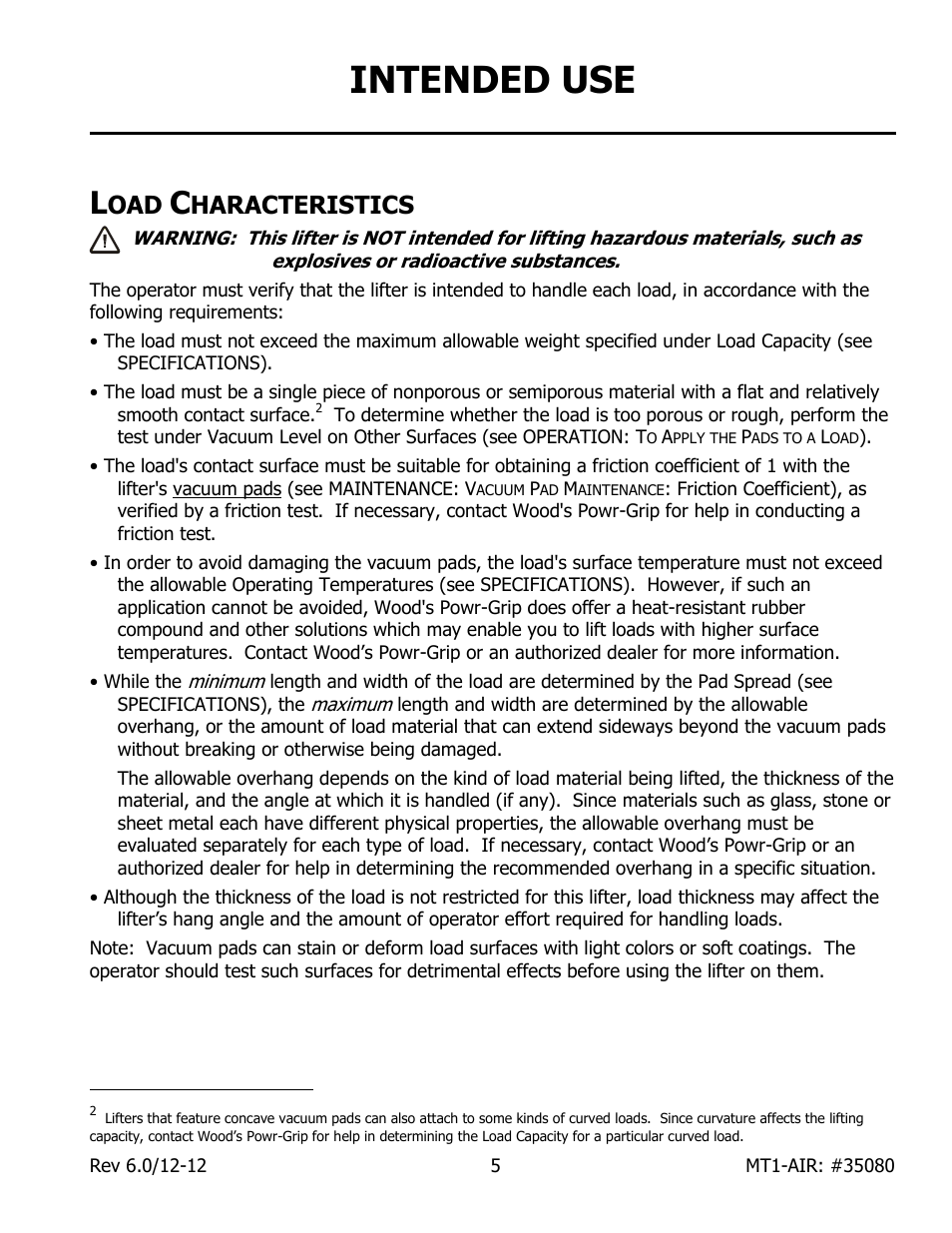 Intended use, Haracteristics | Wood’s Powr-Grip MT1TL6FAIR User Manual | Page 7 / 20
