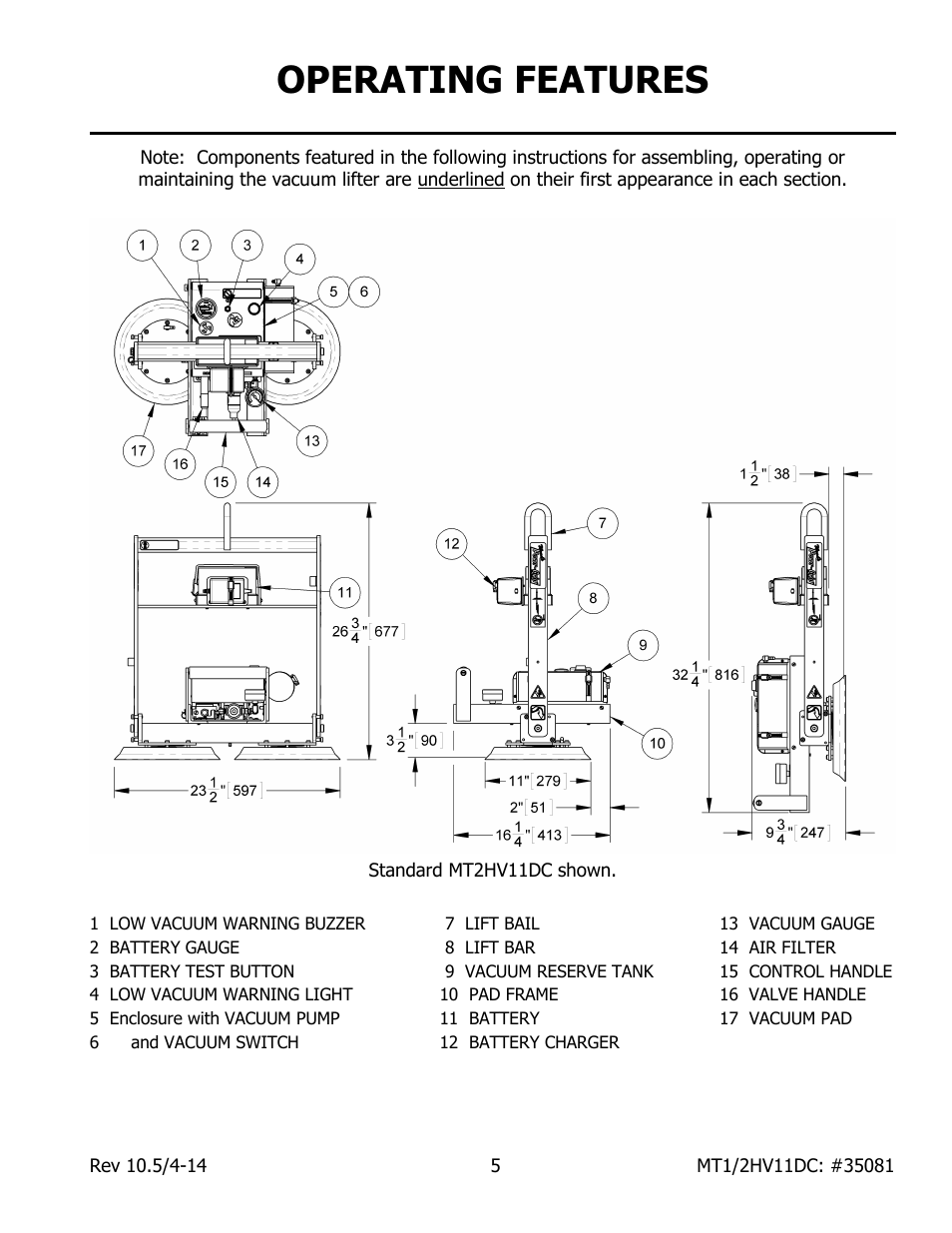 Operating features | Wood’s Powr-Grip MT1HV11DC User Manual | Page 7 / 30