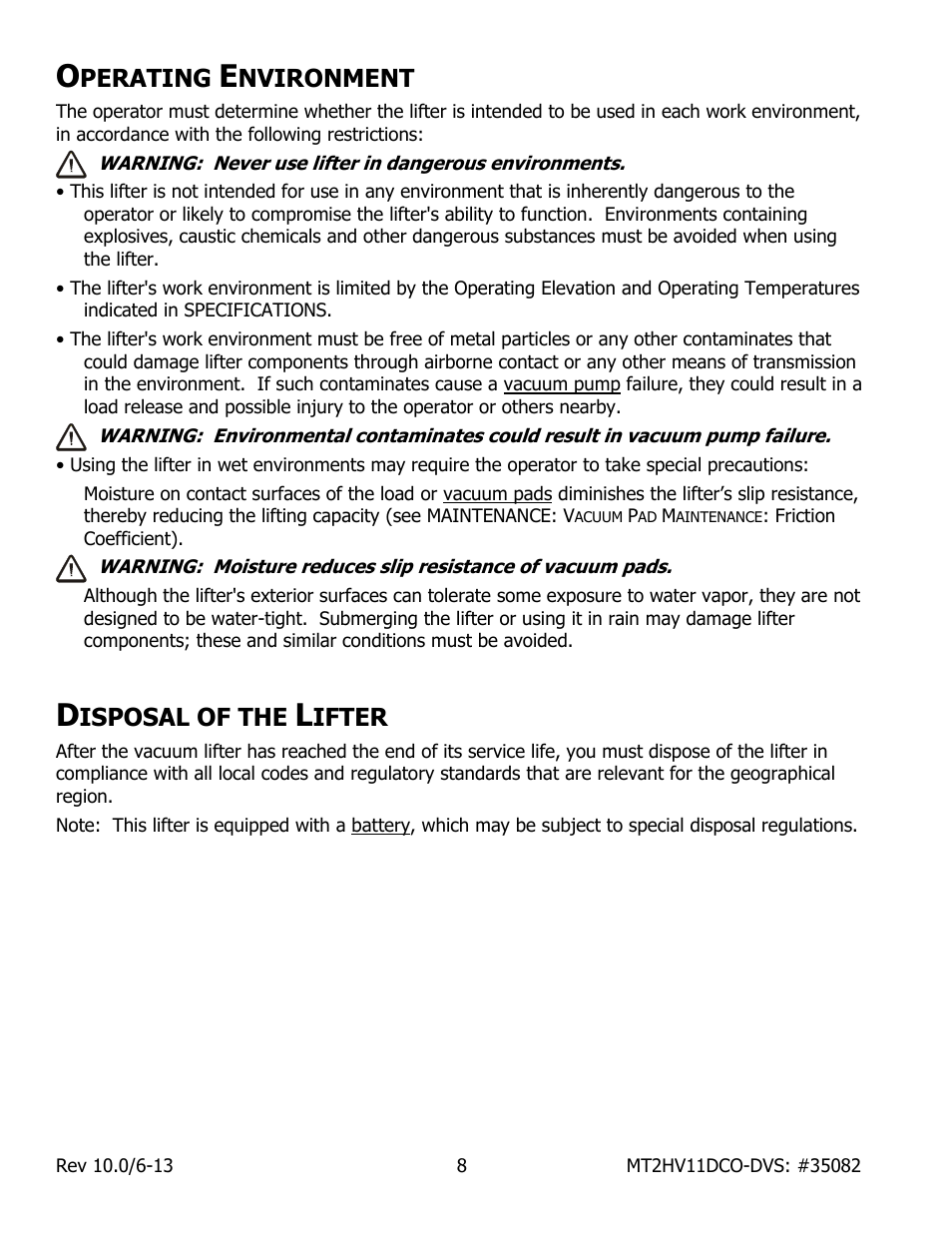 Perating, Nvironment, Isposal of the | Ifter | Wood’s Powr-Grip MT2HV11DC User Manual | Page 10 / 30