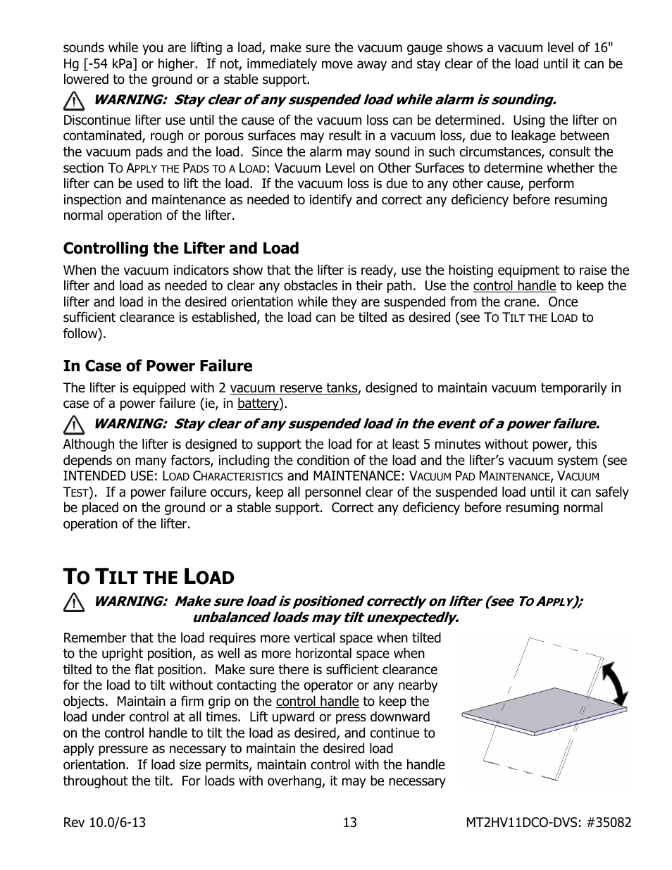 Controlling the lifter and load, In case of power failure, Ilt the | Wood’s Powr-Grip MT2HV11DC User Manual | Page 15 / 30