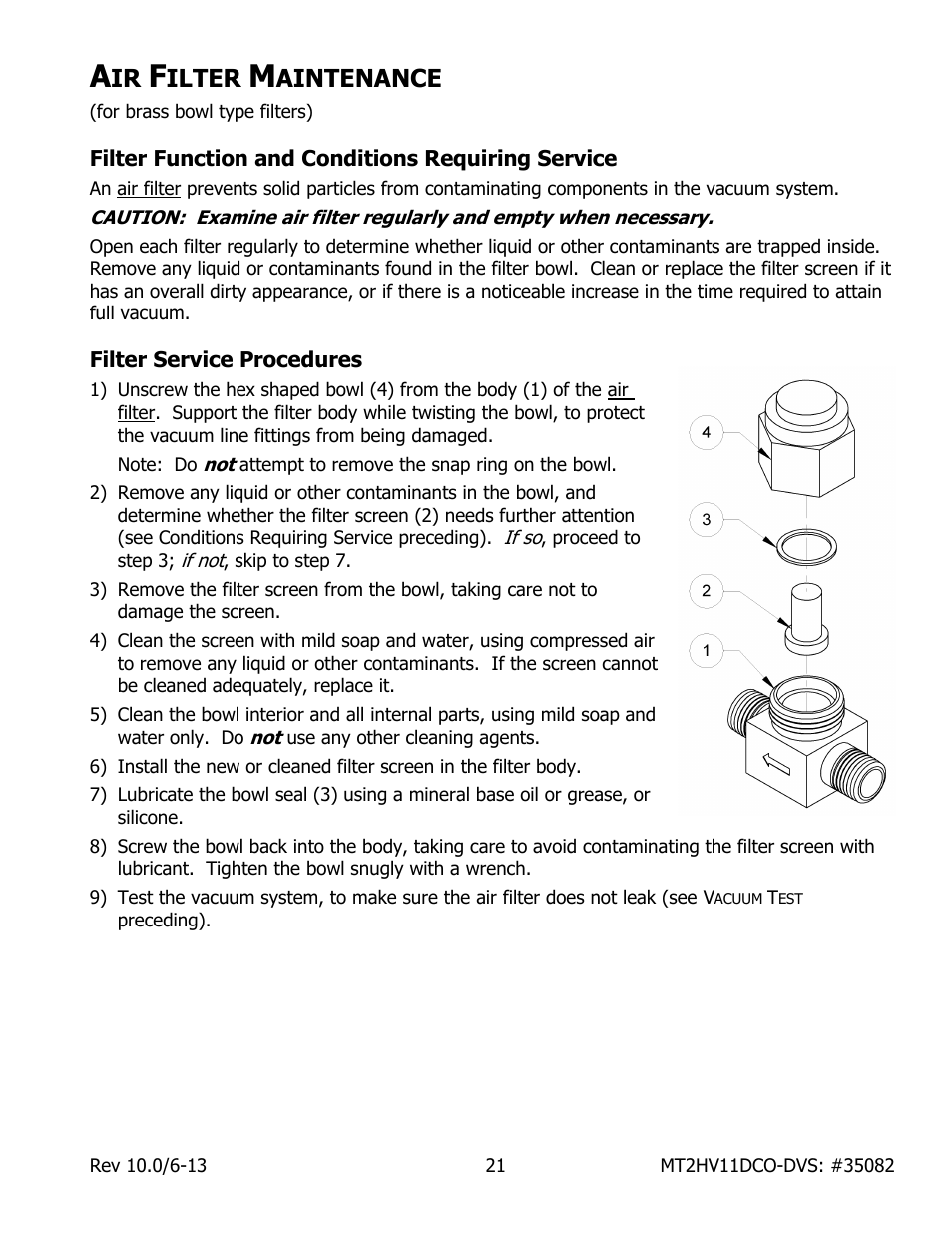 Ilter, Aintenance, Filter function and conditions requiring service | Filter service procedures | Wood’s Powr-Grip MT2HV11DC User Manual | Page 23 / 30