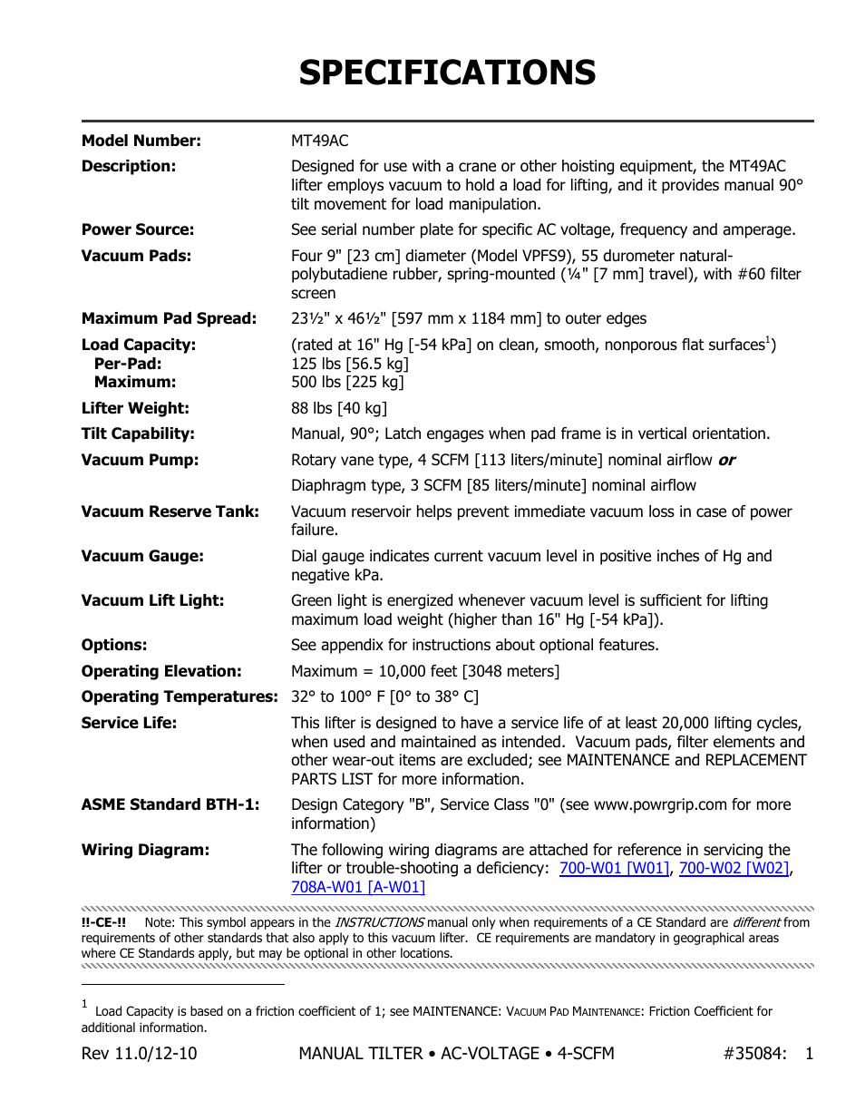 Specifications | Wood’s Powr-Grip MT49AC User Manual | Page 2 / 23