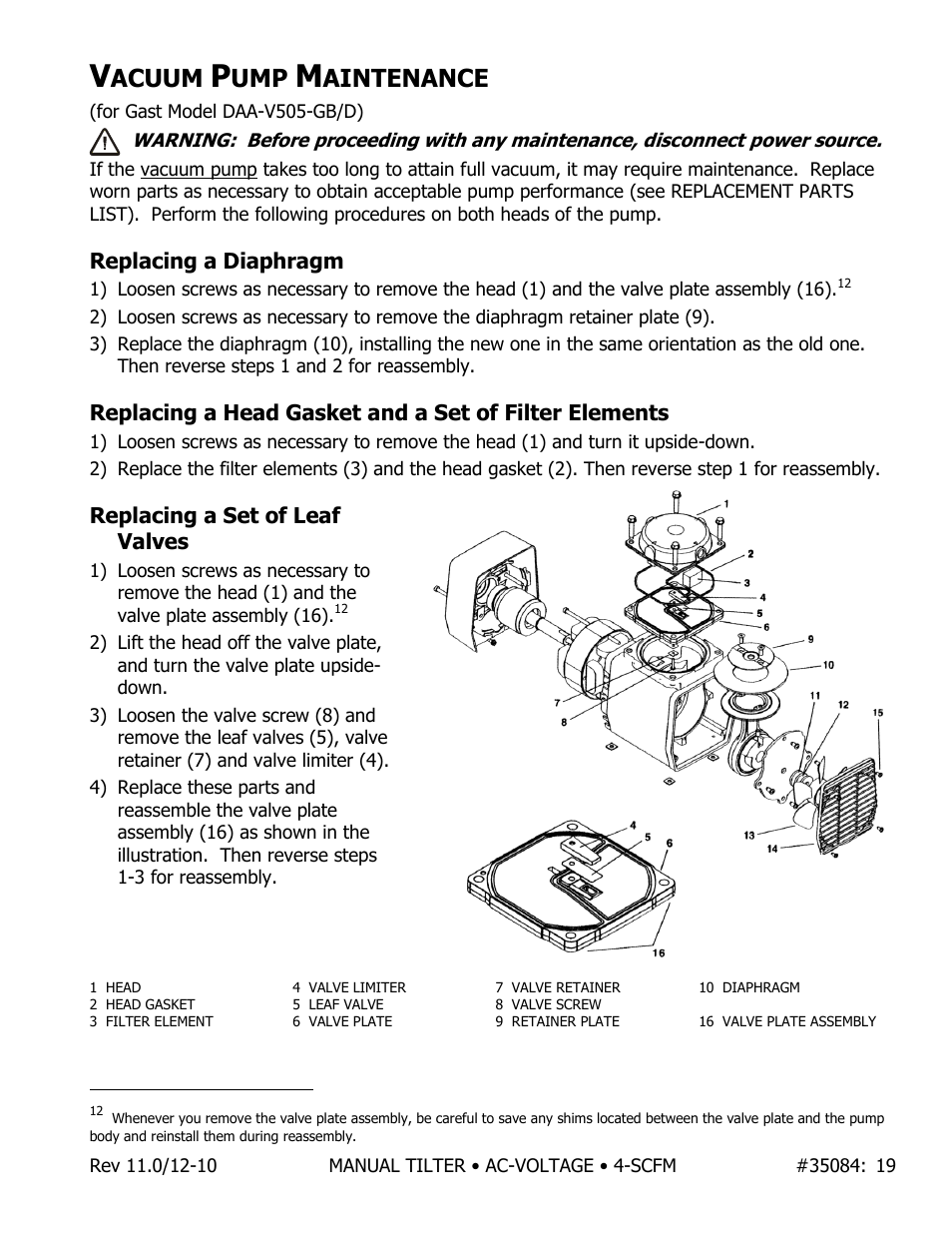 Acuum, Aintenance | Wood’s Powr-Grip MT49AC User Manual | Page 20 / 23