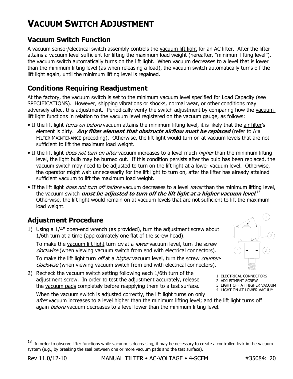 Acuum, Witch, Djustment | Wood’s Powr-Grip MT49AC User Manual | Page 21 / 23