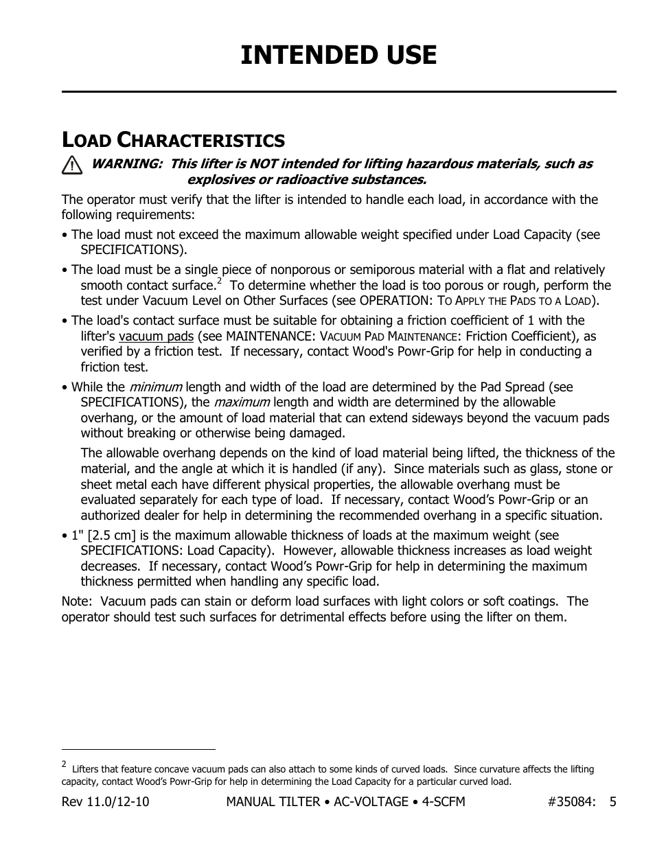 Intended use, Haracteristics | Wood’s Powr-Grip MT49AC User Manual | Page 6 / 23