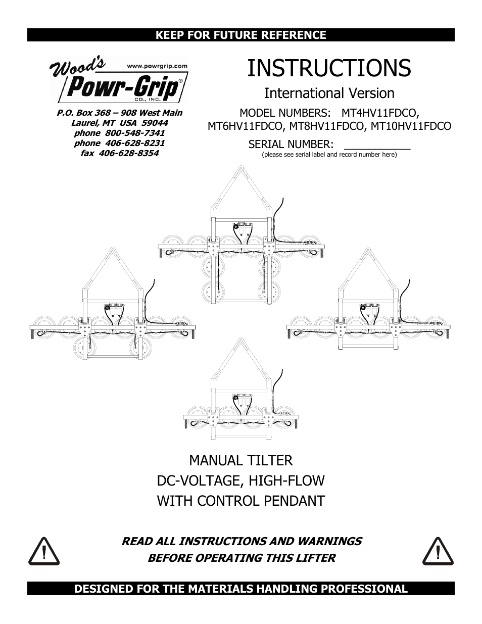 Wood’s Powr-Grip MT10HV11FDCO User Manual | 28 pages